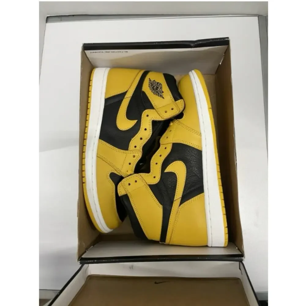 Jordan 1 Retro OG High Pollen 555088 701 Size 9.5 Men Black Yellow Leather Shoe